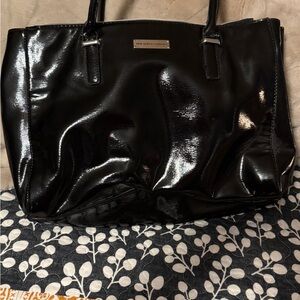New York & Company Shiny Black Tote Bag
